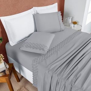 Jogo Cama Casal Cherry Bordado Inglês 4 Pçs Graf