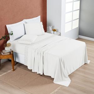 Jogo Cama King Cherry Bordado Inglês 4 Pçs Offwhi