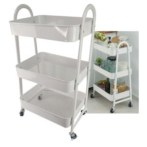 Carrinho Organizador 3 Andares Multiuso Rodinhas Porta Volumes Rack Prateleira