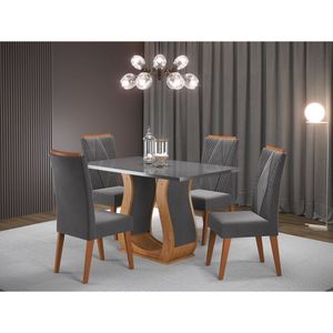 Mesa De Jantar Retangular Salin Com 4 Cadeiras Vegas Mel-grafite