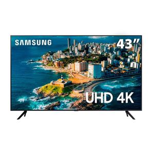 Smart Tv 43 Uhd 4K Samsung Processador Crystal 4K Samsung Gaming Hub Visual Livre De Cabos Tela Sem Limites Preto 43cu7700