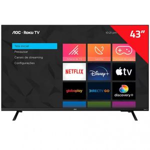 Smart Tv 43 Full Hd Roku Tv Dolby Digital Aoc Preto 43s5135-78g
