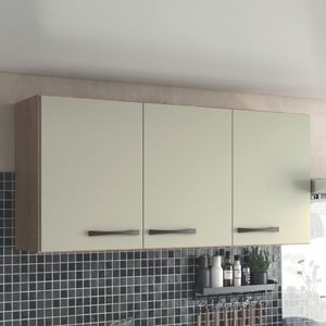 Armário De Cozinha Aéreo Suspenso 3 Portas Castanho-offwhite