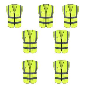 Colete Refletivo Sinalizador Kit 7 Unidades Epi Blusao Fluorescente Segurança Trabalho Obra