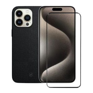 Kit Capa Couro Dual Preta E Pelicula Ultra Glass Para Iphone 15 Pro - Gshield