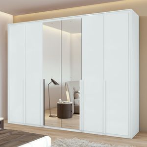 Guarda-roupa 6 Portas 6 Gavetas 100% Mdf Imperatore Com Espelho Branco