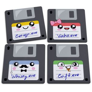 Jogo De Porta Copos Floppy Disk Disquetes Bebidas - 4 Peças