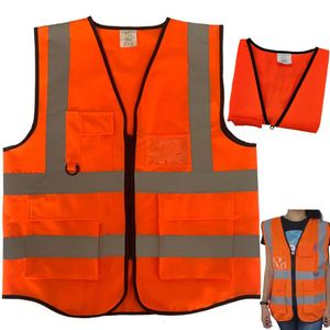Colete Sinalizador Faixa Refletiva Segurança Epi Trabalho Blusao Fluorescente Bolsos Ziper