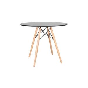 Mesa De Jantar Eames Redonda Preto Com Natural 90cm