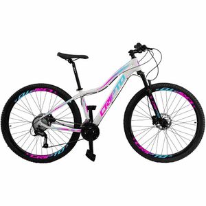 Bicicleta Aro 29 24 Marchas Freio Disco C-suspensão - Branco-azul E Rosa - 15" Branco-azul E Rosa