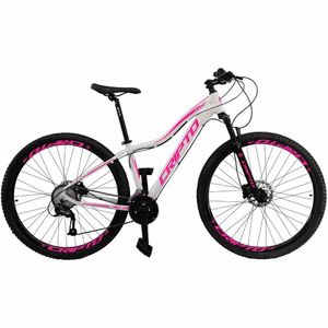 Bicicleta Aro 29 Cripto 21 Marchas Freios Disco E Suspensão - Branco-rosa - 15" Branco-rosa