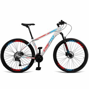 Bicicleta Aro 29 27v Fr. Hidraulico K7-trava - Branco-azul E Vermelho - 21" Branco-azul E Vermelho