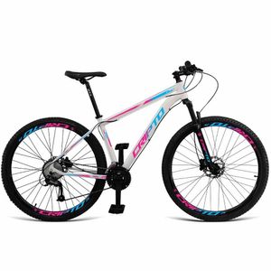Bicicleta Aro 29 Cripto 24v Fr. Hidraulico-trava K7 - Branco-azul E Rosa - 15" Branco-azul E Rosa