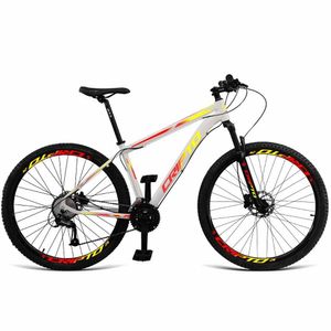 Bicicleta Aro 29 24 Marchas E Freios Disco Branco-amarelo E Vermelho 15" Branco-amarelo E Vermelho