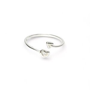 Anel Feminino Ajustável De Coração Com Flecha Em Prata 925 Qualidade Delicadeza E Estilo