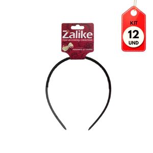 Kit C/12 Zalike Tradicional Tiara Lisa Preta 1.2cm