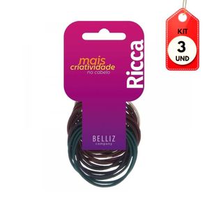 Kit C/03 Ricca 888 Elástico P/ Cabelo 2mm C/18
