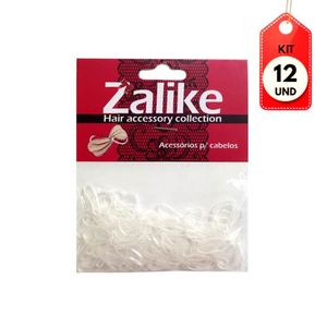 Kit C/12 Zalike Elástico Silicone Transparente P C/100