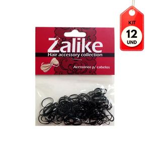 Kit C/12 Zalike Elástico Silicone Preto P C/100