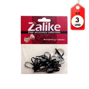 Kit C/03 Zalike Elástico Silicone Preto G C/20