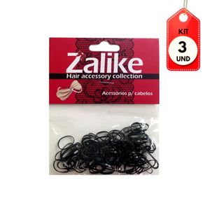 Kit C/03 Zalike Elástico Silicone Preto P C/100