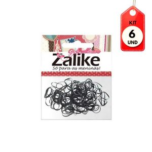 Kit C/06 Zalike Elástico Silicone Preto G
