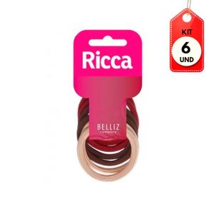 Kit C/06 Ricca 898 Elástico P/ Cabelo Textura 6mm C/6