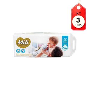 Kit C/03 Mili Love Care Fralda Infantil Mega Xxg C/40