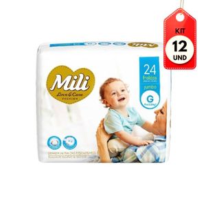 Kit C/12 Mili Love Care Fralda Infantil Jumbo G C/24