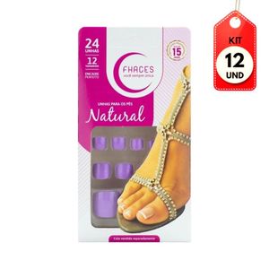 Kit C-12 Fhaces Color Unhas Postiças P- Pés Lilás C-24