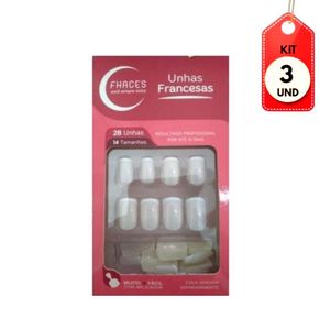 Kit C-03 Fhaces Pérola Branca Unhas Postiças C-28