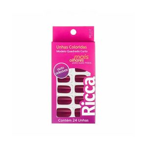Ricca Unhas Postiças Rosa Sexy Sem Cola C/24