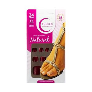 Fhaces Color Unhas Postiças P/ Pés Vermelho Metálico C/24