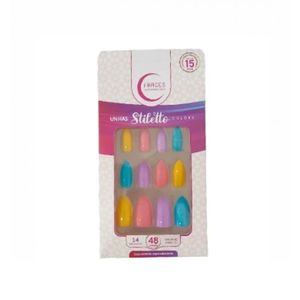 Fhaces U4061 Unhas Postiças Stilleto Multi Esperança C/48