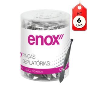 Kit C/06 Enox Pinça Depilatória Pote C/100