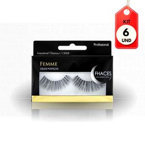 Kit C/06 Fhaces 3008 Cílios Postiços Femme Irresistível Glamour