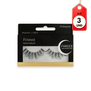 Kit C/03 Fhaces 3013 Magnetic Cílios Postiços