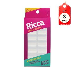Kit C/03 Ricca 1337 Unhas Naturais Com Curvatura