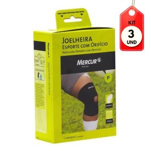 Kit C/03 Mercur Joelheira Neoprene C/ Furo P