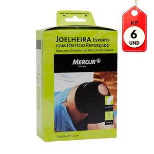 Kit C/06 Mercur Joelheira C/ Orifício Refrigerado Preta Gg