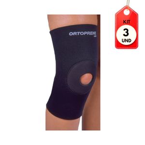 Kit C/03 Ortocenter 1236 Joelheira Neoprene C/ Suporte P/ Rótula Longa Gg