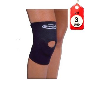 Kit C/03 Ortocenter 1107 Joelheira Neoprene Curta C/ Orifício Gg