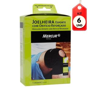 Kit C/06 Mercur Joelheira Neoprene C/ Furo Reforçada G