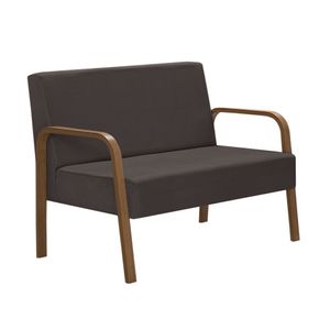 Poltrona 2 Lugares Jade Braço Madeira Dsalla Suede