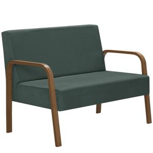 Poltrona 2 Lugares Jade Braço Madeira Dsalla Suede