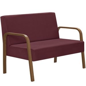 Poltrona 2 Lugares Jade Braço Madeira Dsalla Suede