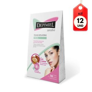 Kit C/12 Depimiel Sensível Folhas Depilatórias Facial C/16