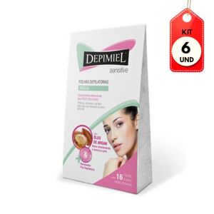 Kit C/06 Depimiel Sensível Folhas Depilatórias Facial C/16