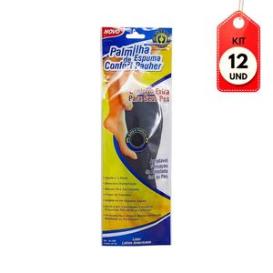 Kit C/12 Orthopauher Ac060 Palmilha Confort C/ Espuma Preta 41/42