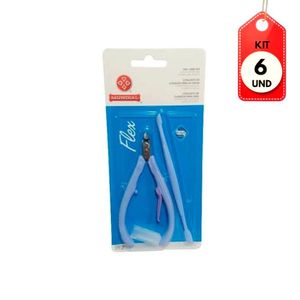 Kit C/06 Mundial Alicate De Cutícula Flex + Espátula Azul